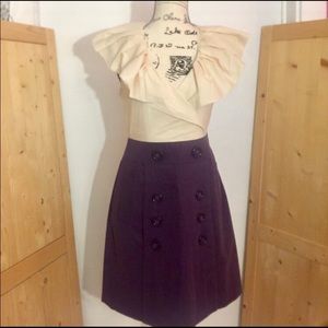 BCBG PURPLE & CREAM DRESS W/ FRONT POCKETS